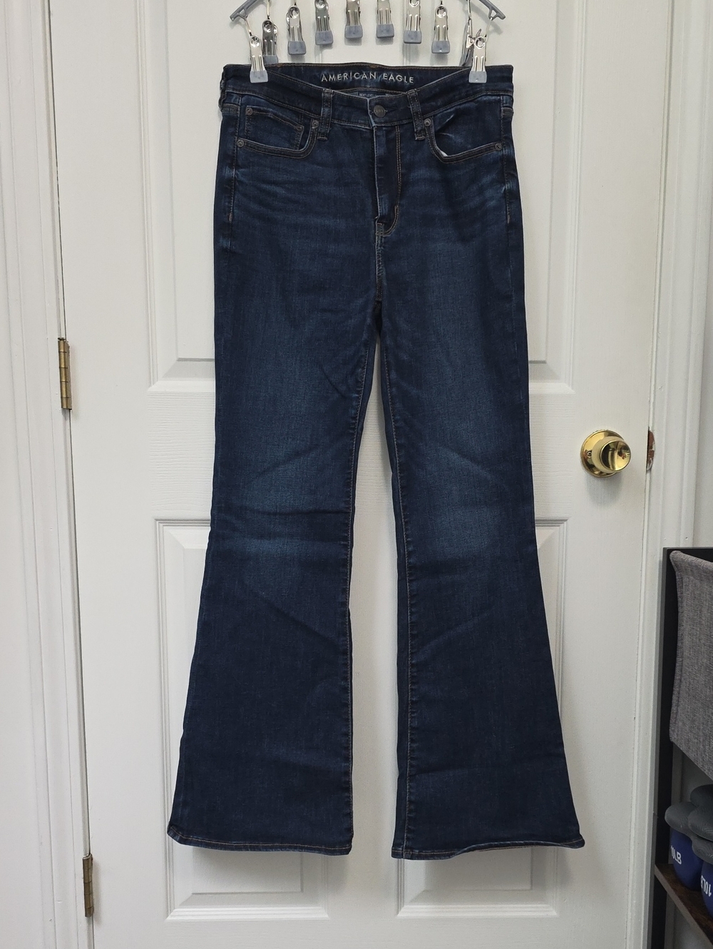 American Eagle Outfitters Dark Indigo Super High Rise Flare Jeans
